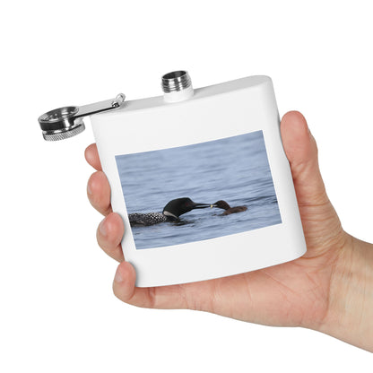 Loon Family 6oz Stainless Steel Flask – Wildlife Nature Gift