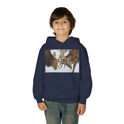 Fighting Deer Antlers Youth Hoodie | Wildlife Nature Illustration