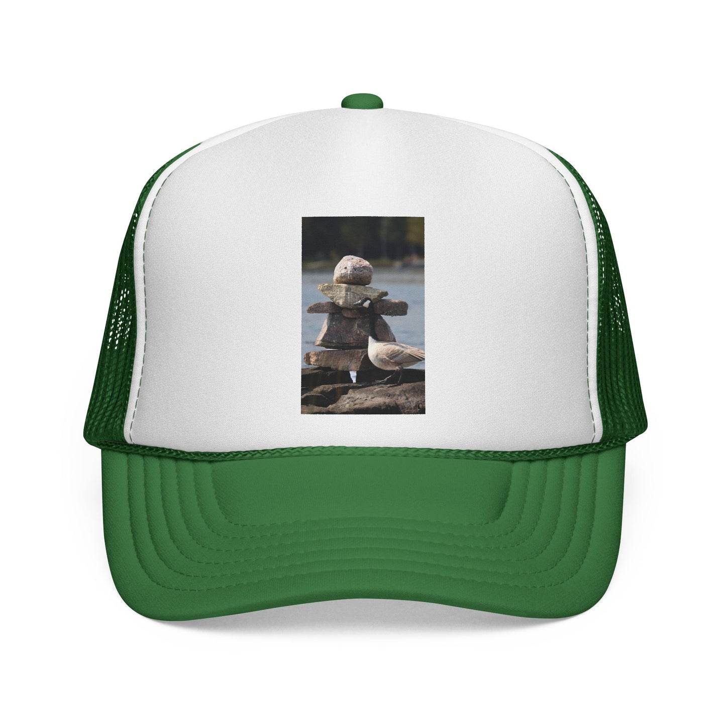 Seagull Stacked Rocks Trucker Cap — Coastal Beach Vibes Hat