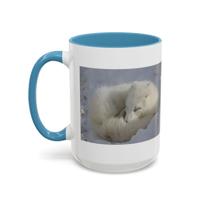 Arctic Fox Photo Accent Coffee Mug – Winter Wildlife Ceramic Mug (11/15oz)