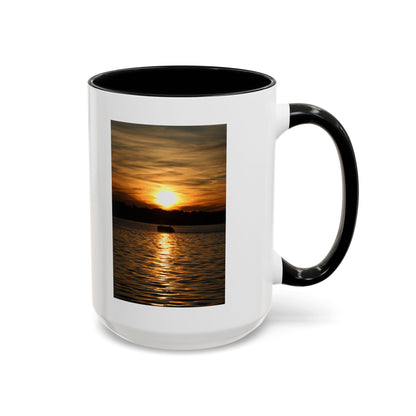 Sunset Lake Photo Accent Coffee Mug — Golden Sunset Reflection (11/15oz)
