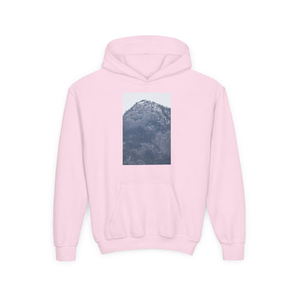 Mountain Peak Youth Hoodie — Winter Snow Scenic Graphic Sweatshirt