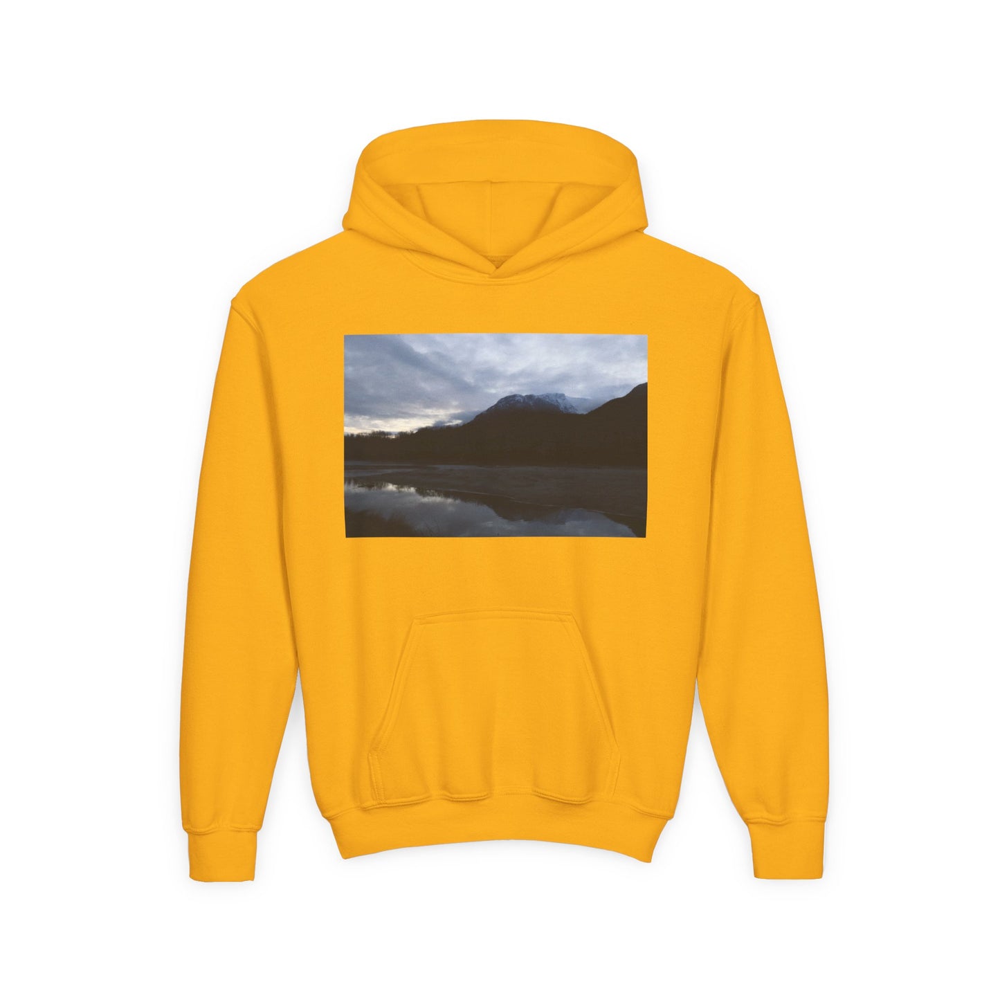 Youth Hoodie with Serene Mountain Lake Photo - Cozy Outdoor Nature Pullover