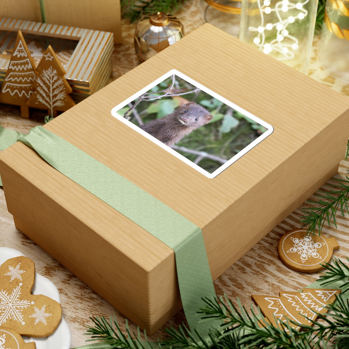 Curious Mink Photo Sticker — Cute Wildlife Laptop Decal