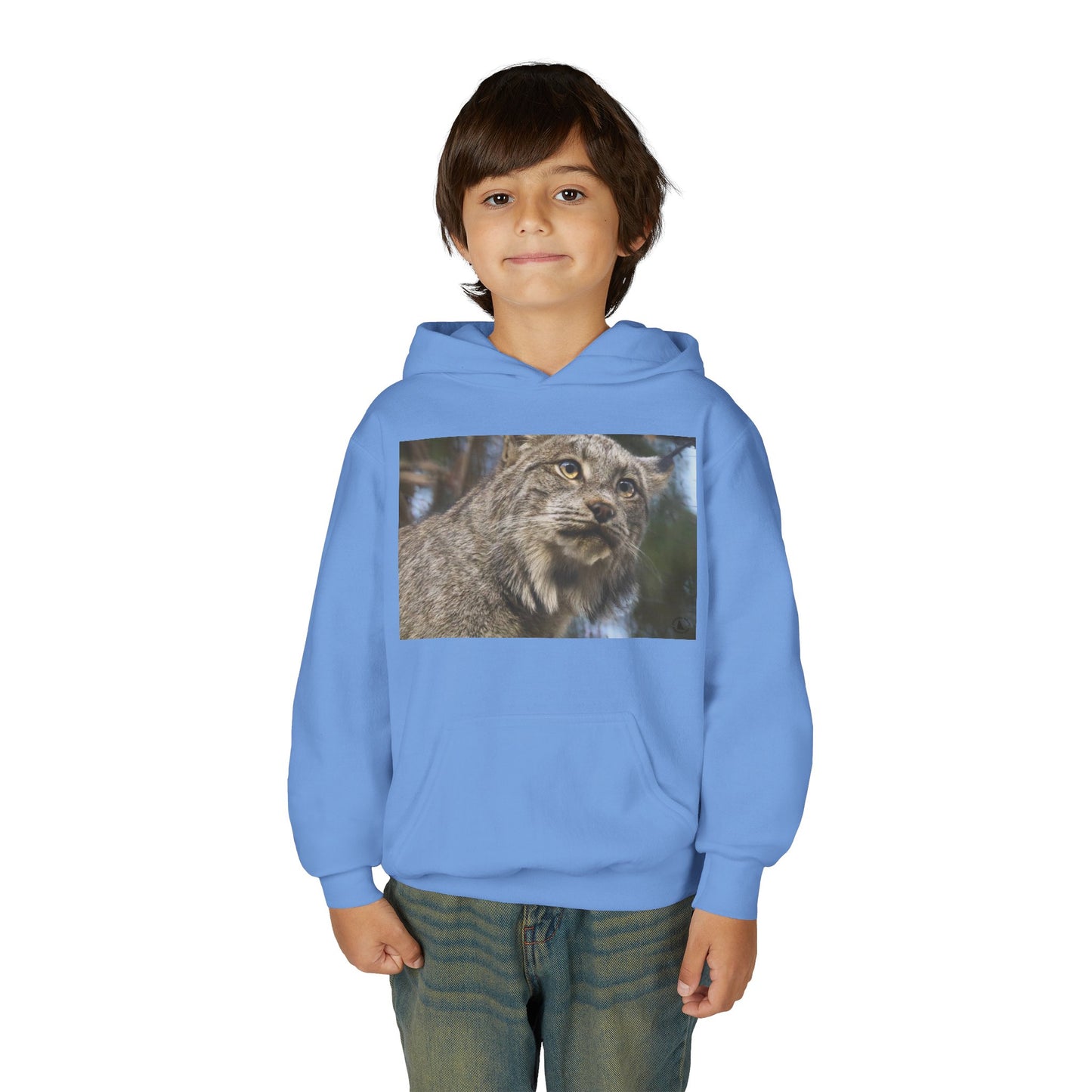 Youth Lynx Hoodie – Realistic Wildcat Photo Pullover for Kids