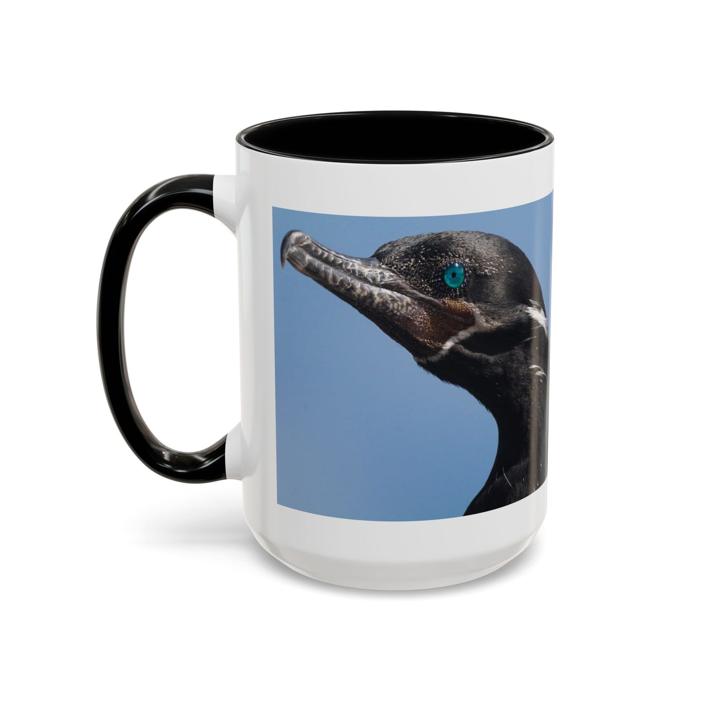 Cormorant Accent Coffee Mug — Blue Bird Portrait Ceramic Tea Cup (11/15oz)