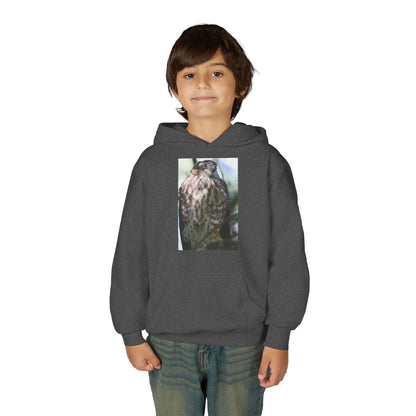Youth Owl Hoodie – Photoreal Hawk Owl Print Kids' Hooded Sweatshirt