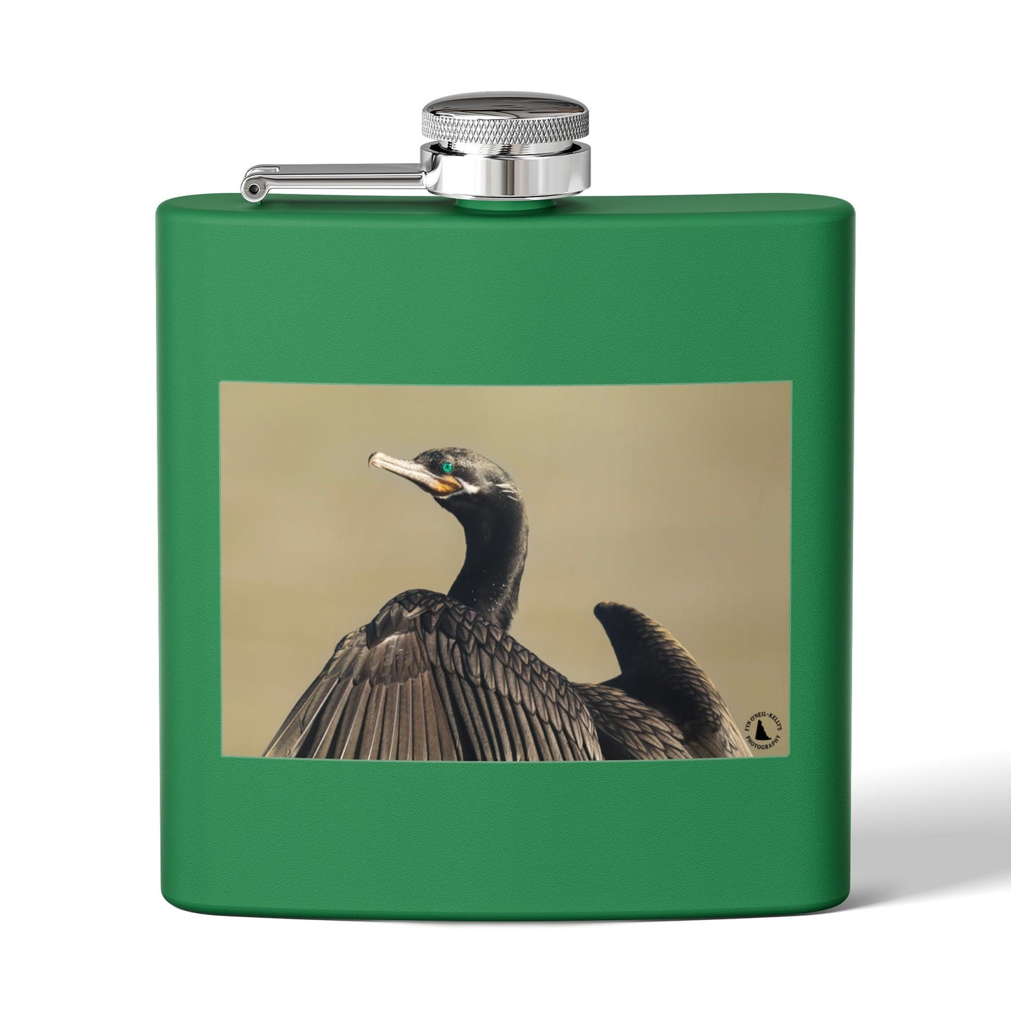 Cormorant Photo Stainless Steel Flask – 6oz Pocket Hip Flask for Birdwatchers & Outdoor Lovers