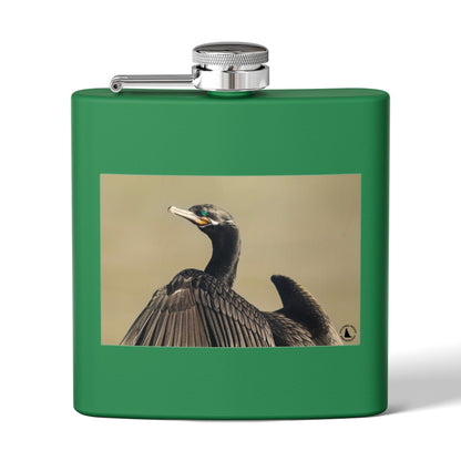 Cormorant Photo Stainless Steel Flask – 6oz Pocket Hip Flask for Birdwatchers & Outdoor Lovers