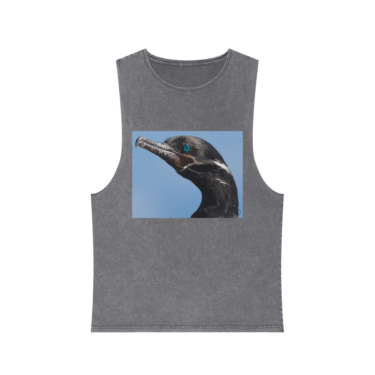 Cormorant Portrait Tank Top — Coastal Bird Photography Stonewash Tank