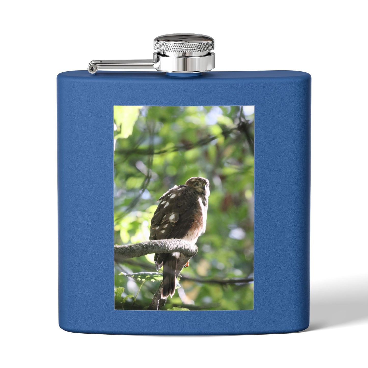 Flask — Woodland Hawk Photo Stainless Steel 6oz Hip Flask