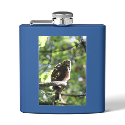 Flask — Woodland Hawk Photo Stainless Steel 6oz Hip Flask