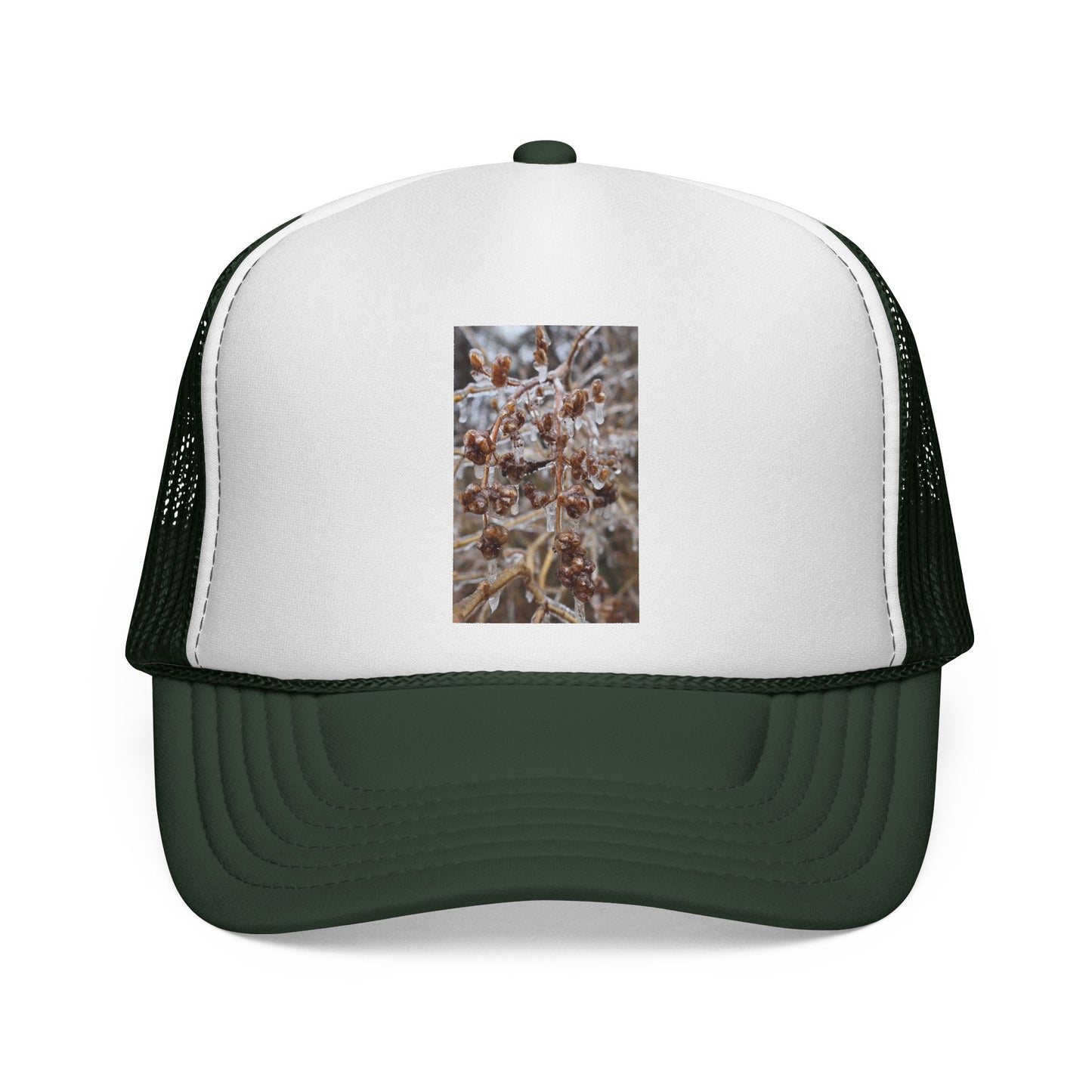 Frosted Grass Trucker Cap – Winter Nature Photo Mesh Hat
