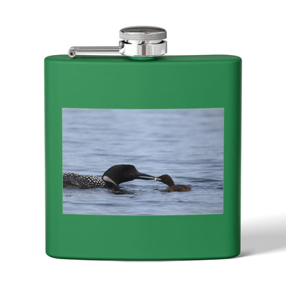 Loon Family 6oz Stainless Steel Flask – Wildlife Nature Gift