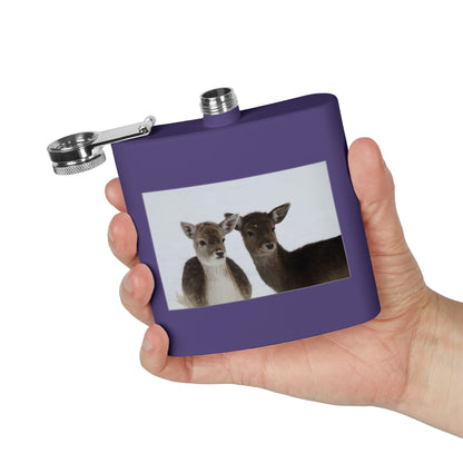 Deer Duo Stainless Steel Flask – 6oz Wildlife Pocket Hip Flask