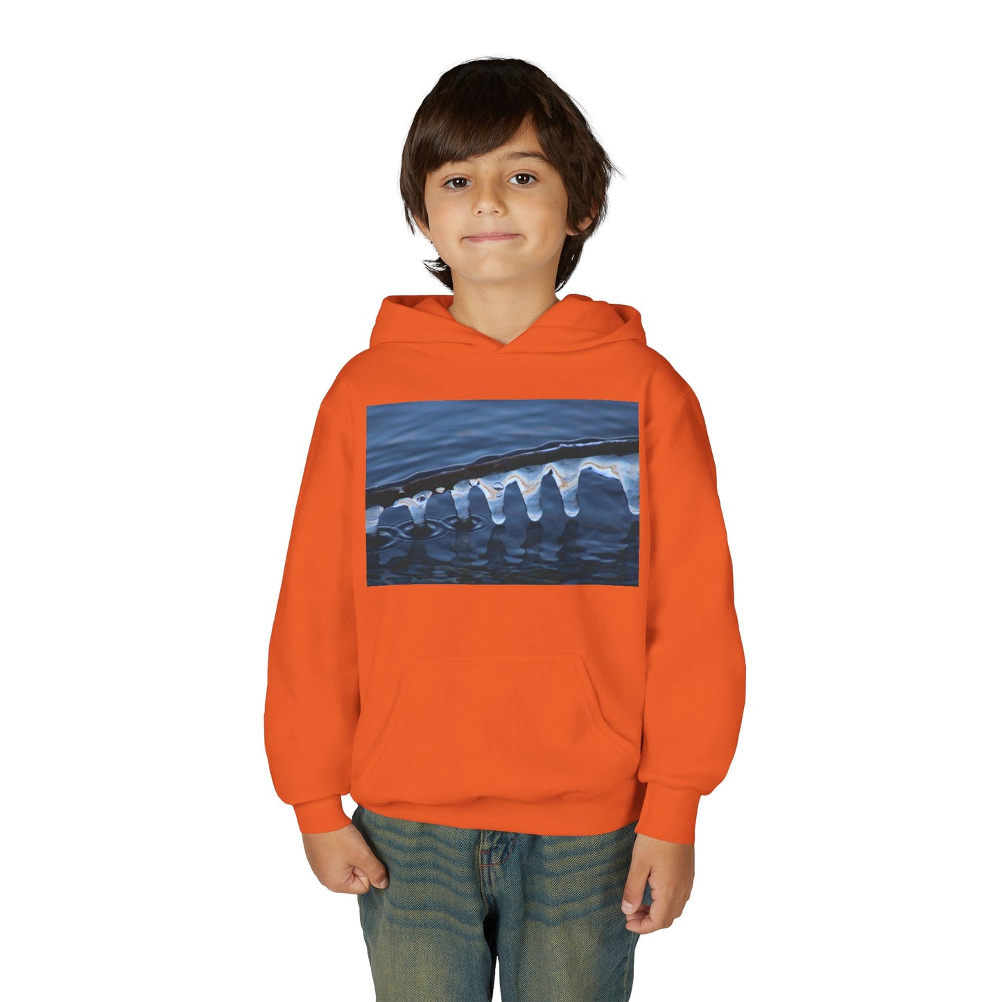 Ocean Wave Ice Photo Hoodie — Youth Nautical Winter Sweatshirt
