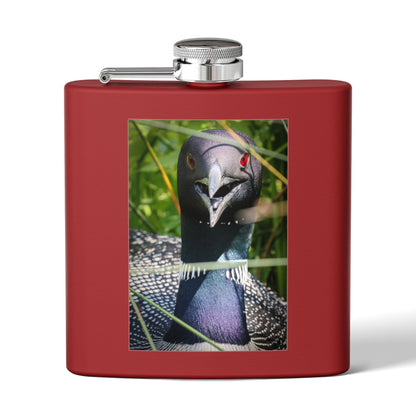 Loon Photo Stainless Steel Flask – 6oz Nature Wildlife Hip Flask