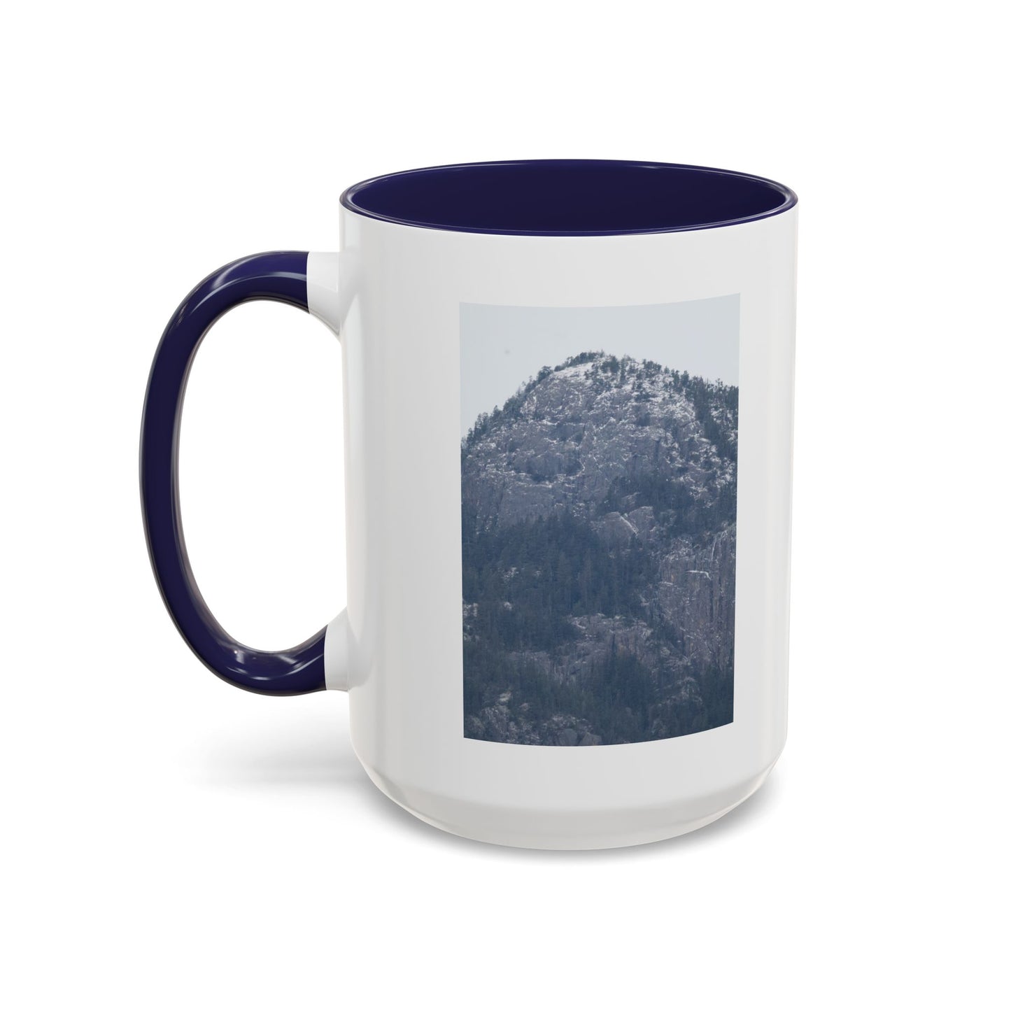Mountain Peak Accent Coffee Mug – Snowy Forest Photo 11oz/15oz