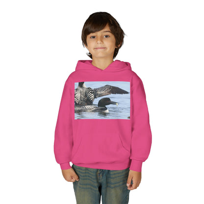 Loon Lake Youth Hoodie — Scenic Common Loon Wildlife Photo