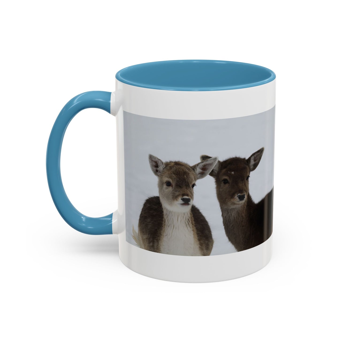 Deer Pair Accent Coffee Mug — Cute Winter Wildlife Ceramic Mug (11/15oz)