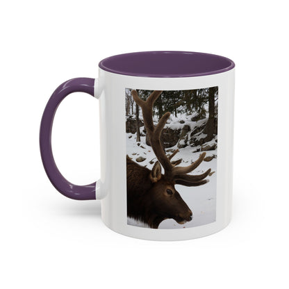 Elk in Snow Accent Coffee Mug — Nature Wildlife Photo Mug (11/15oz)