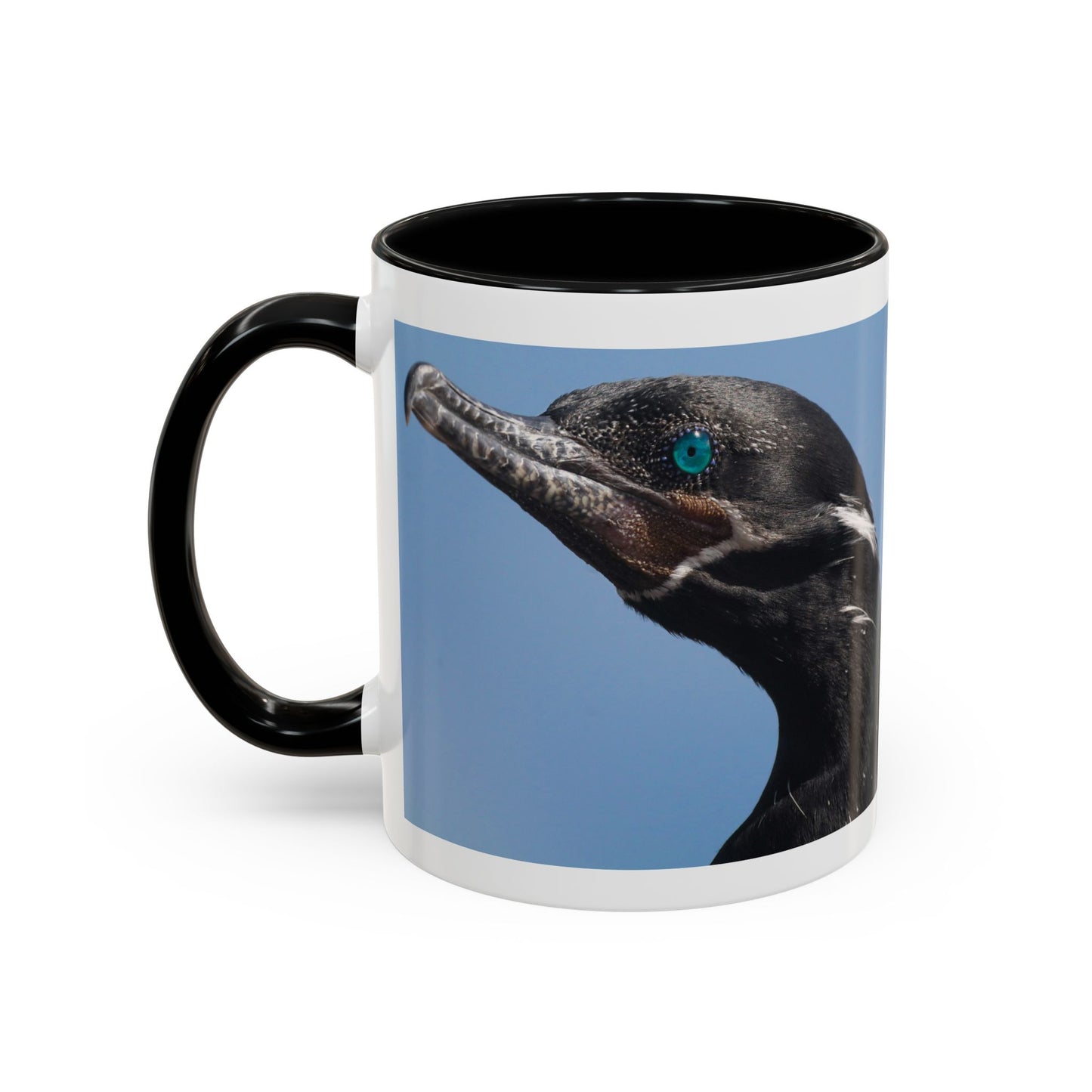Cormorant Accent Coffee Mug — Blue Bird Portrait Ceramic Tea Cup (11/15oz)
