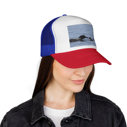 Loon & Chick Nature Trucker Hat — Wildlife Bird Watching Cap