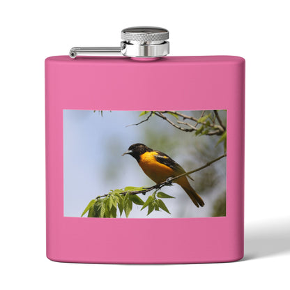 6oz Bird Photo Stainless Steel Flask — Baltimore Oriole Nature Gift