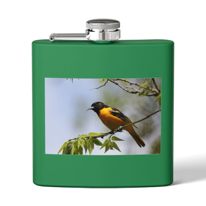 6oz Bird Photo Stainless Steel Flask — Baltimore Oriole Nature Gift