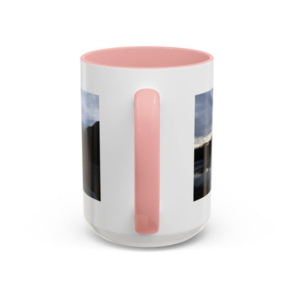 Scenic Mountain Lake Accent Coffee Mug — Moody Sunset Reflection (11oz & 15oz)