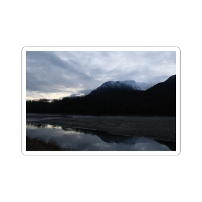 Mountain Reflection Kiss-Cut Sticker — Moody Lake Sunset Nature Decal