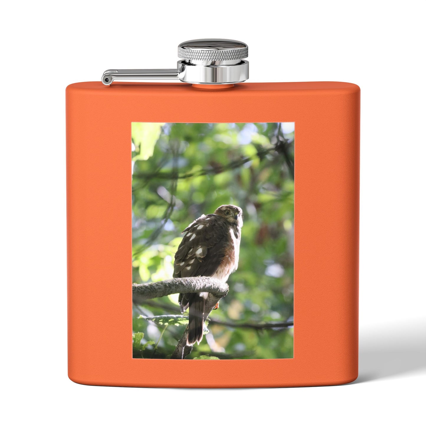 Flask — Woodland Hawk Photo Stainless Steel 6oz Hip Flask