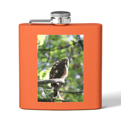 Flask — Woodland Hawk Photo Stainless Steel 6oz Hip Flask