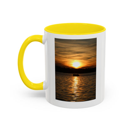 Sunset Lake Photo Accent Coffee Mug — Golden Sunset Reflection (11/15oz)
