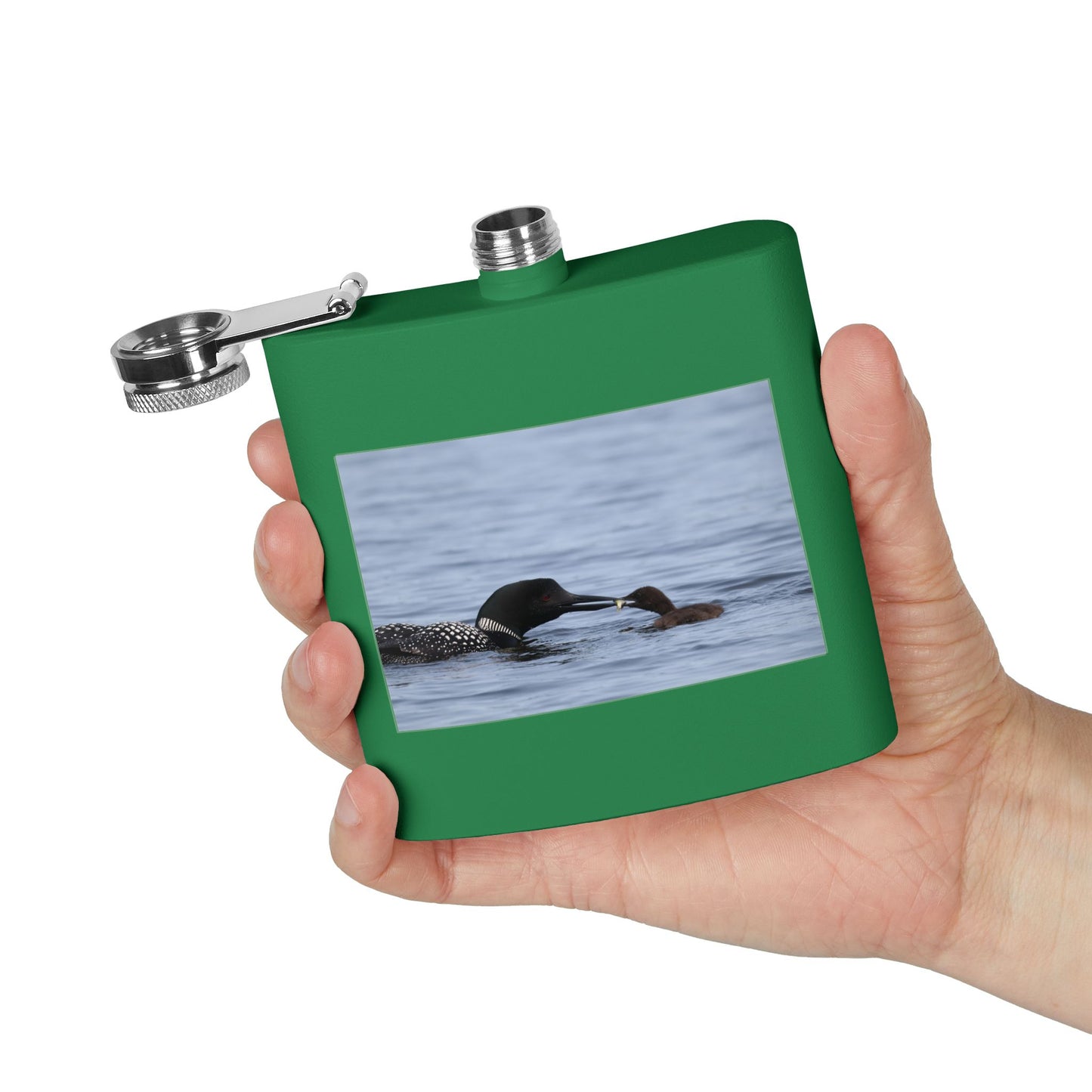 Loon Family 6oz Stainless Steel Flask – Wildlife Nature Gift