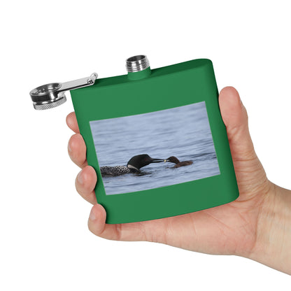 Loon Family 6oz Stainless Steel Flask – Wildlife Nature Gift