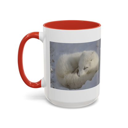 Arctic Fox Photo Accent Coffee Mug – Winter Wildlife Ceramic Mug (11/15oz)