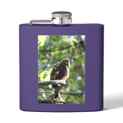 Flask — Woodland Hawk Photo Stainless Steel 6oz Hip Flask