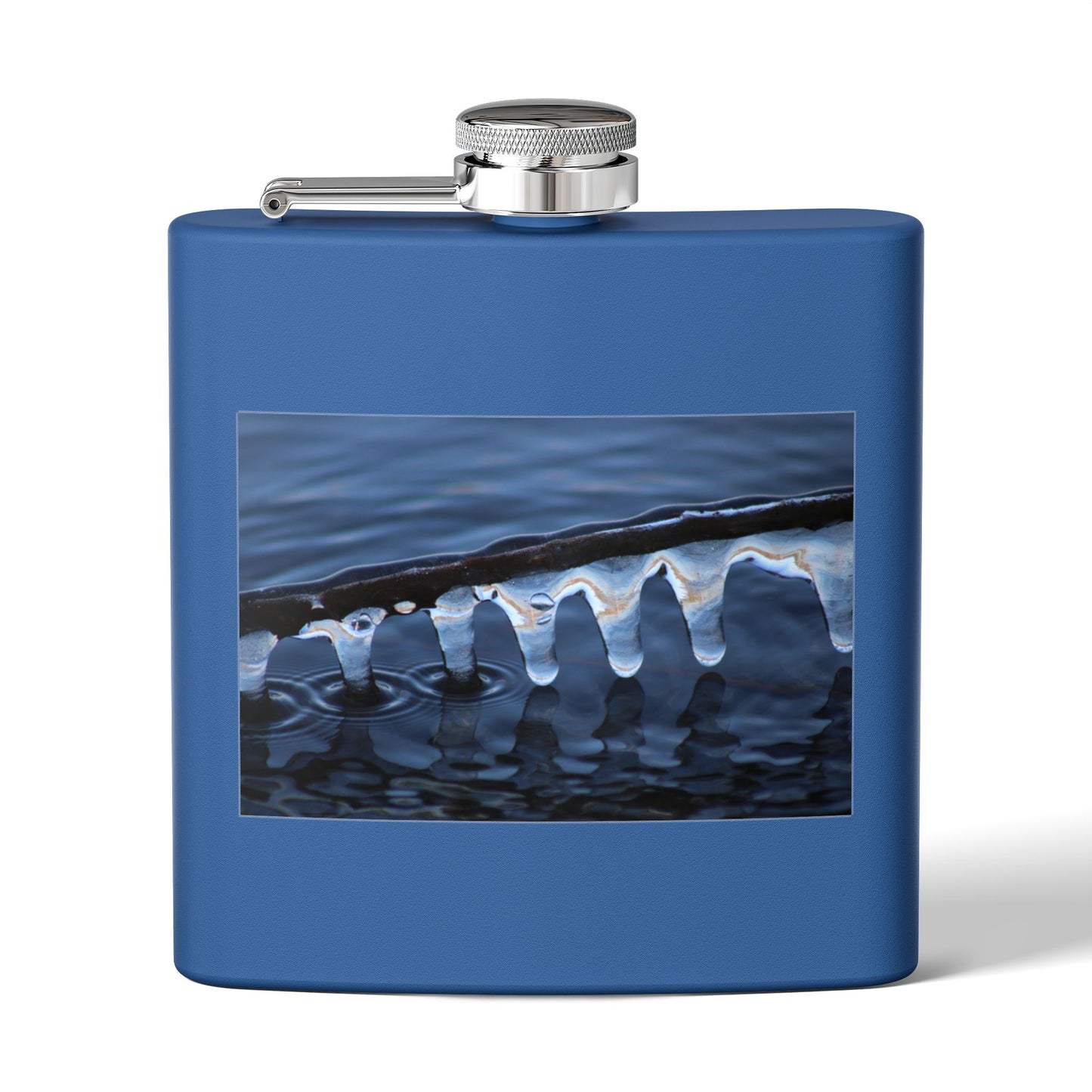 Ice Edge Flask — 6oz Stainless Steel Hip Flask with Winter Water Photography