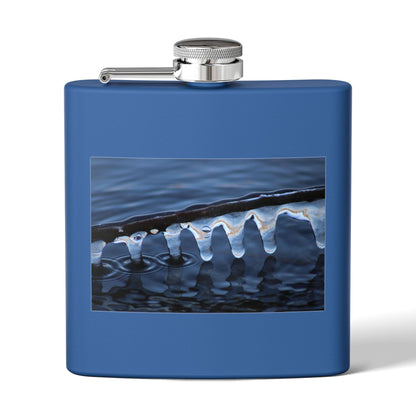 Ice Edge Flask — 6oz Stainless Steel Hip Flask with Winter Water Photography