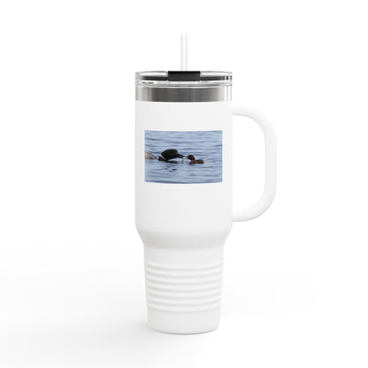 40oz Insulated Travel Mug — Wildlife Sea Otter Photo Design, Outdoor Adventure Tumbler