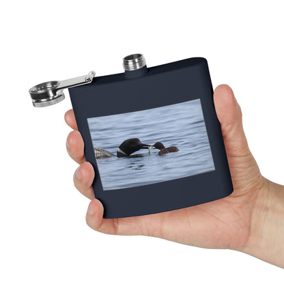 Loon Family 6oz Stainless Steel Flask — Nature Wildlife Gift