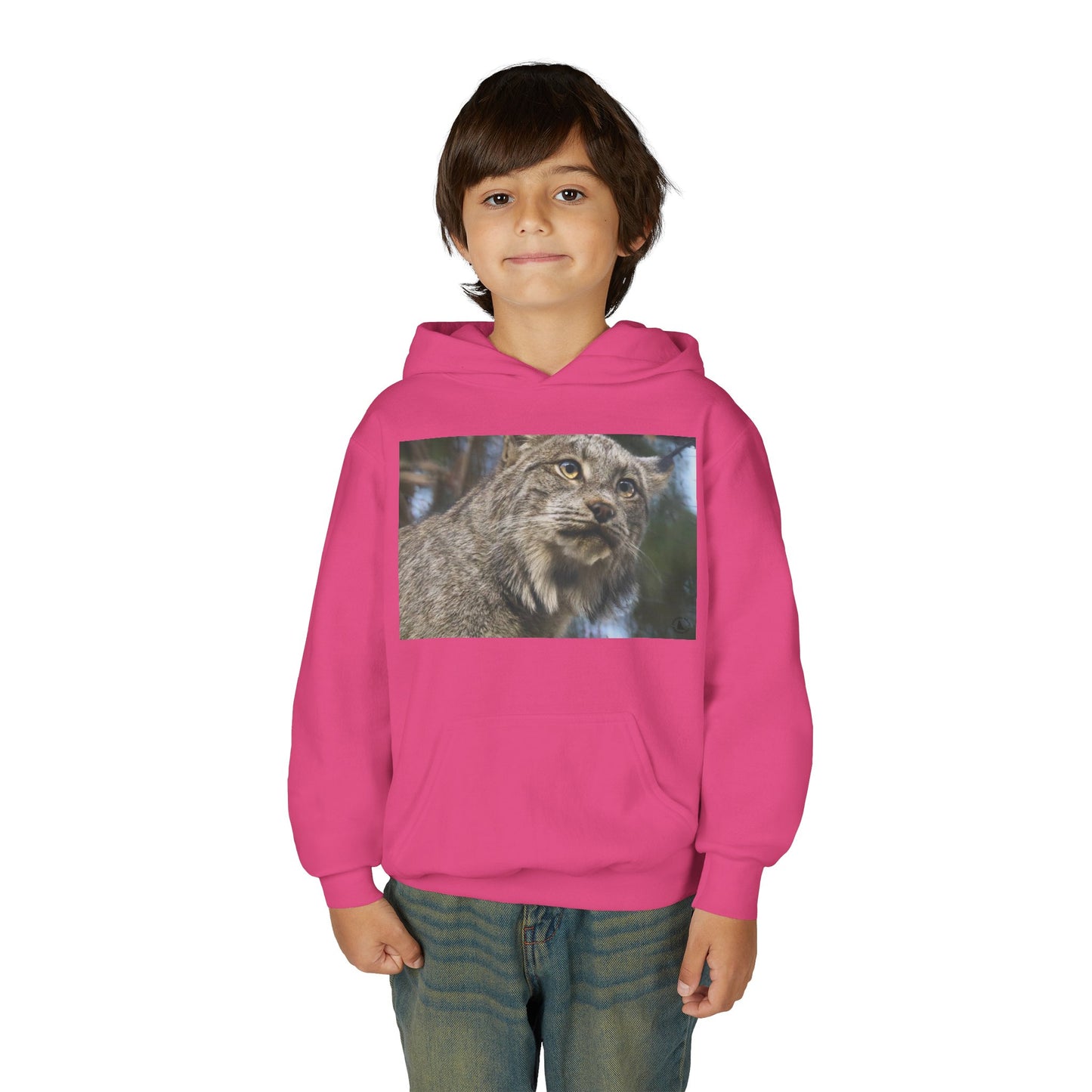 Youth Lynx Hoodie – Realistic Wildcat Photo Pullover for Kids