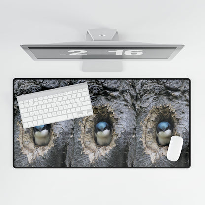 Bird Nest Trio Desk Mat — Cute Chick in Tree Hole XXL Mousepad