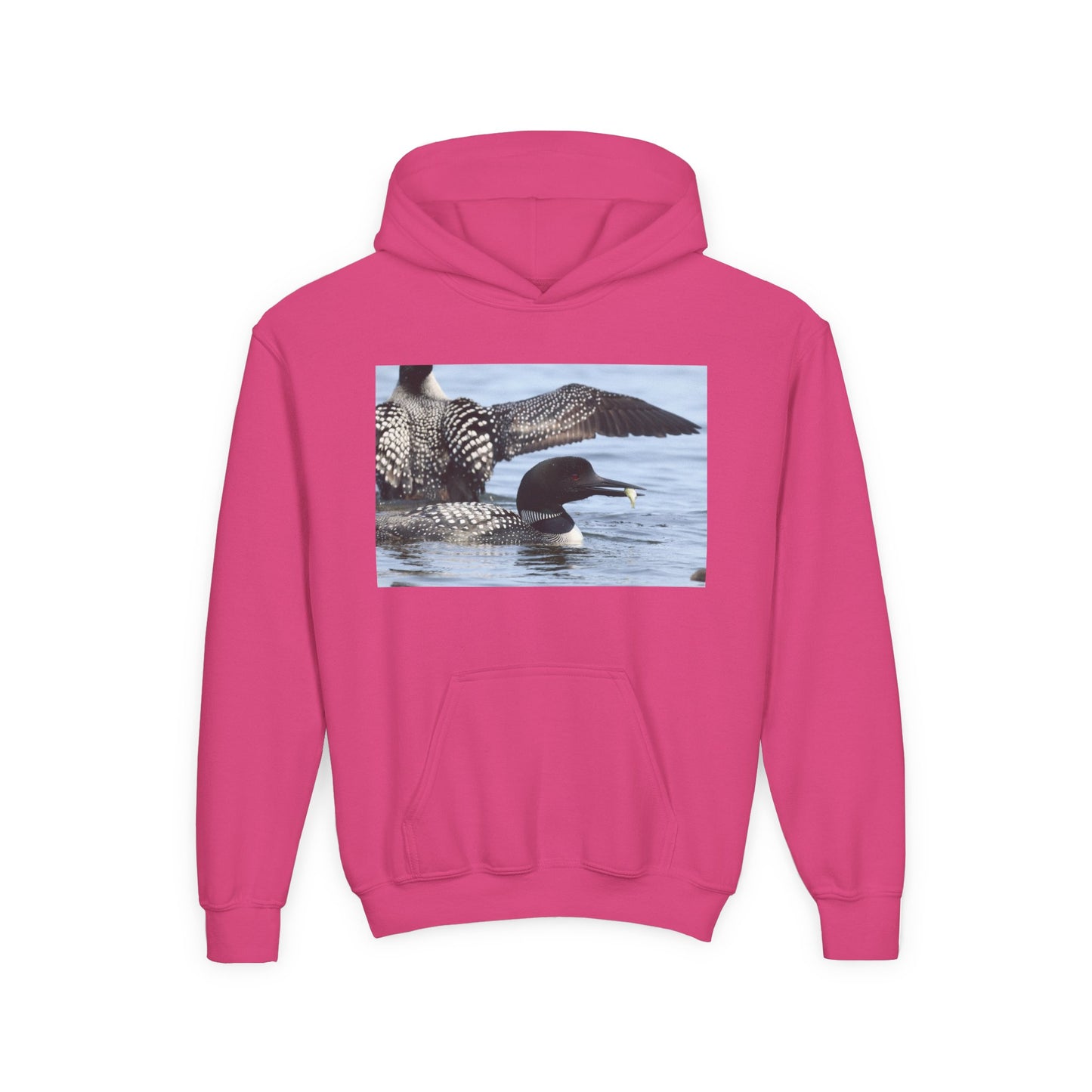 Loon Lake Youth Hoodie — Scenic Common Loon Wildlife Photo