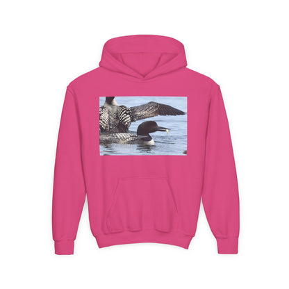 Loon Lake Youth Hoodie — Scenic Common Loon Wildlife Photo