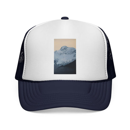 Mountain Sunrise Trucker Cap — Vintage Snow Peak Patch Hat