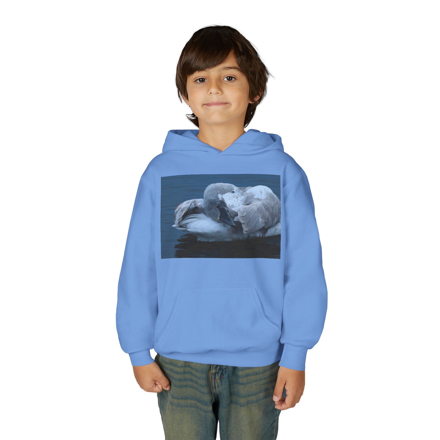 Youth Hoodie with Sleeping Swan Photo — Cozy Wildlife Sweatshirt