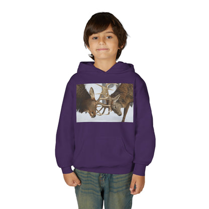 Fighting Deer Antlers Youth Hoodie | Wildlife Nature Illustration