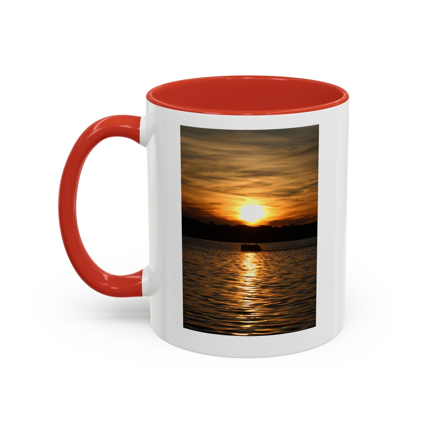 Sunset Lake Photo Accent Coffee Mug — Golden Sunset Reflection (11/15oz)